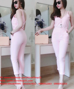 Jumpsuit áo 2 dây phối quần lửng trẻ trung sành điệu - JL22