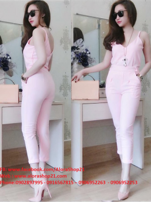 Jumpsuit áo 2 dây phối quần lửng trẻ trung sành điệu - JL22