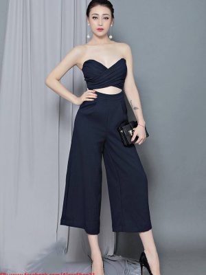 Jumpsuit lửng cúp ngực thiết kế quần ống suông tuyệt đẹp - JL25