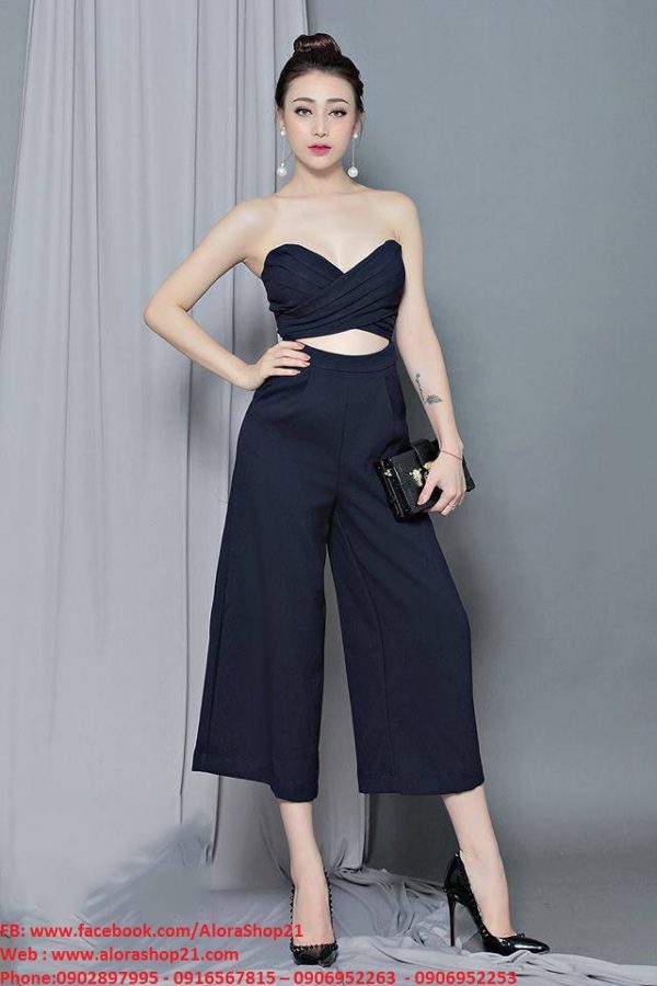 Jumpsuit lửng cúp ngực thiết kế quần ống suông tuyệt đẹp – JL25