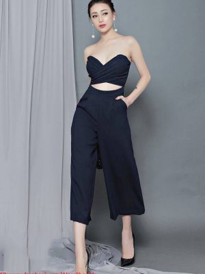 Jumpsuit lửng cúp ngực thiết kế quần ống suông tuyệt đẹp - JL25