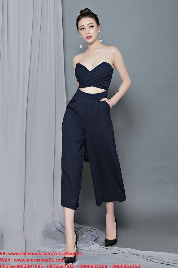 Jumpsuit lửng cúp ngực thiết kế quần ống suông tuyệt đẹp - JL25