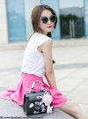 Set áo croptop trắng và chân váy hồng xòe trẻ trung – JN12