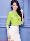 Set áo tay dài phi bóng và chân váy bút chì Ngọc Trinh – JN15