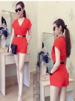 Jumpsuit short cổ V sexy phối túi sành điệu - JN16