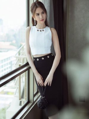 Set áo crop top và chân váy bút chì thiết kế đơn giản - JN28