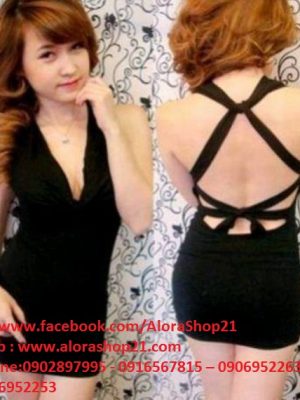 Đầm body cổ chữ V hở lưng tôn dáng như Đăng Thư - DN120