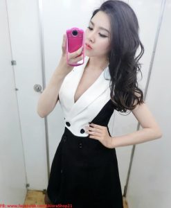Đầm ôm thiết kế giả vest sang trọng phối 2 màu cá tính trẻ trung - DN139