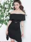 Đầm ôm tay dài xếp ly sang trọng màu đen quyến rũ - DN240