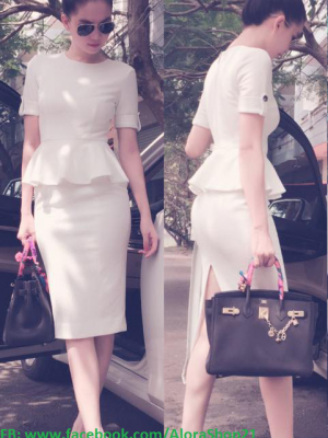 Đầm ôm body peplum công sở sang trọng như Ngọc Trinh - DN242