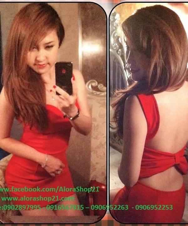Đầm body hở lưng phối nơ sau như Đăng Thư – DN28