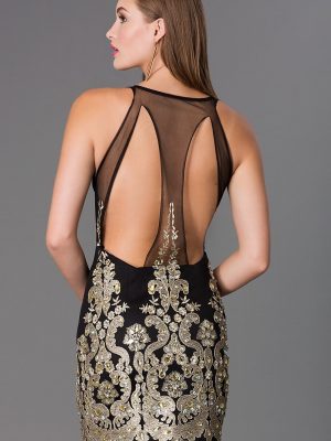 Đầm body ren phối lưới sexy hở lưng - DN32
