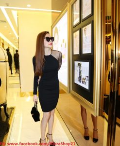Đầm body đen phối lưới quyến rũ sang trọng như Hồ Ngọc Hà - DN346