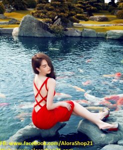 Đầm đỏ ôm body hở lưng thiết kế sexy như Ngọc Trinh - DN349