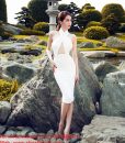 Đầm body cổ yếm hở lưng xẻ đùi tôn dáng như Ngọc Trinh - DN350