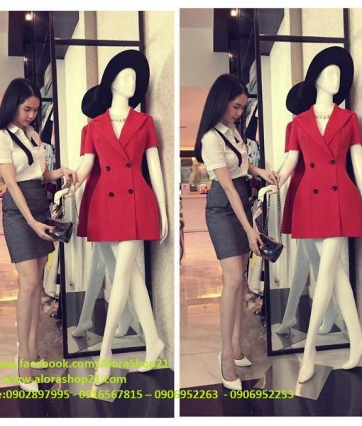 Đầm chữ A cổ vest hàng cao cấp chuẩn đẹp như Ngọc Trinh - DN362