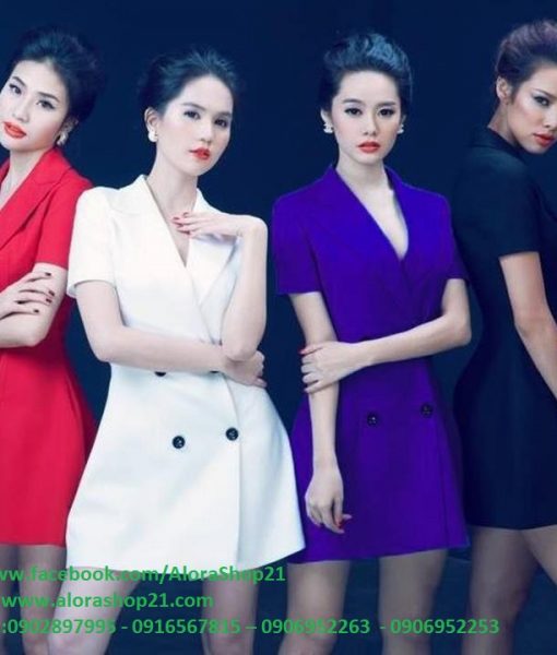 Đầm chữ A cổ vest hàng cao cấp chuẩn đẹp như Ngọc Trinh – DN362