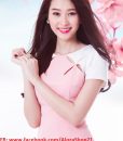 Đầm hồng phối nơ vai trắng xinh xắn như Thu Thảo - DN367