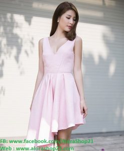 Đầm xòe đuôi cá xếp ly hồng pastel như Minh Hằng - DN375