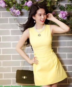 Đầm suông sát nách màu trắng trẻ trung dễ thương như Ngọc Trinh - DN380