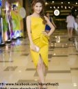 Đầm ôm body hồng pastel phối nơ eo như Diễm My – DN383