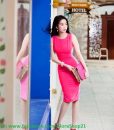 Đầm hồng body hở lưng nơ phía sau như Ngọc Trinh - DN392