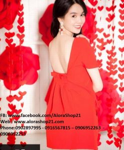 Đầm suông tay ngắn hở lưng nơ như Ngọc Trinh - DN47