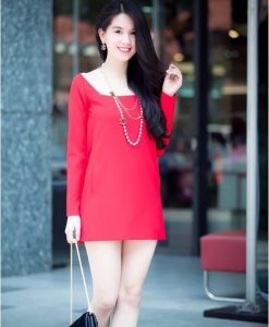 Đầm suông Ngọc Trinh cổ chữ U phong cách mùa hè - DN62