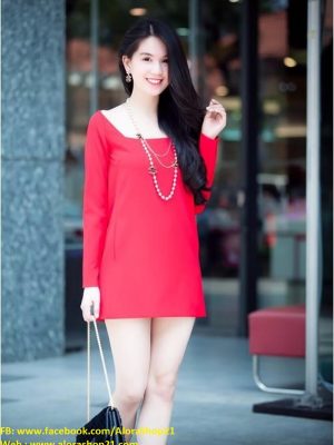 Đầm suông Ngọc Trinh cổ chữ U phong cách mùa hè - DN62