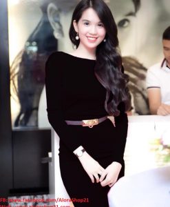 Đầm body tay dài lưng đỗ Ngọc Trinh quyến rũ - DN72