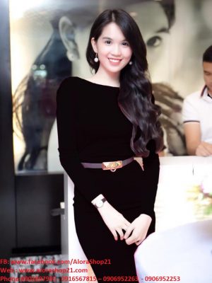 Đầm body tay dài lưng đỗ Ngọc Trinh quyến rũ - DN72