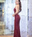 Đầm dạ hội kim sa thiết kế 2 dây đơn giản tuyệt đẹp – D359