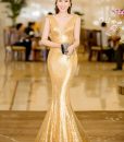 Đầm dài kim sa lộng lẫy tôn dáng như Yến Nhung - D361