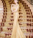 Đầm dài kim sa lộng lẫy tôn dáng như Yến Nhung – D361
