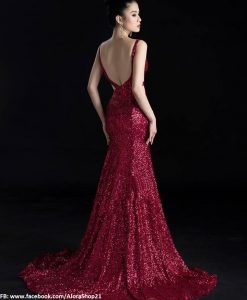 Váy dạ hội kim sa cao cấp cut out xẻ đùi tôn dáng - D362
