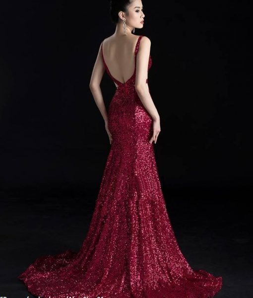 Váy dạ hội kim sa cao cấp cut out xẻ đùi tôn dáng - D362