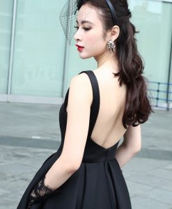 Đầm xòe đen dài cách điệu tinh tế dễ thương như Phương Trinh - DN255