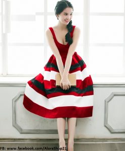 Đầm tùng xòe Ngọc Trinh phối màu xinh xắn dễ thương - DN259