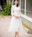 Đầm xòe tiểu thư tay dài phối lưới dễ thương như Ngọc Hân - DN261