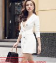 Đầm vest nữ trắng thiết kế ngực sâu tay lỡ sexy – DN287