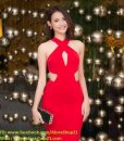 Đầm body thiết kế sexy khoét eo và đắp chéo màu đỏ nổi bật - DN398