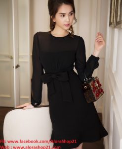 Đầm ôm đuôi cá thắt nơ eo sành điệu phong cách công sở - DN401
