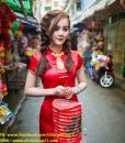 Sườn xám dự tiệc đỏ cổ giọt nước sexy lạ mắt - DN406
