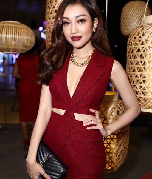 Bộ áo vest khoét eo và quần dài ống đứng tuyệt đẹp - J73