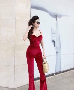 Jumpsuit cao cấp đỏ đô cúp ngực ôm body tôn dáng - J77