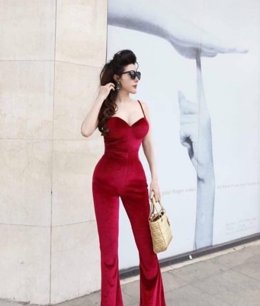 Jumpsuit cao cấp đỏ đô cúp ngực ôm body tôn dáng – J77