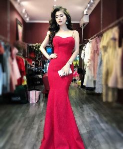 Váy dài đuôi cá hai dây cúp ngực sexy tôn dáng - D383