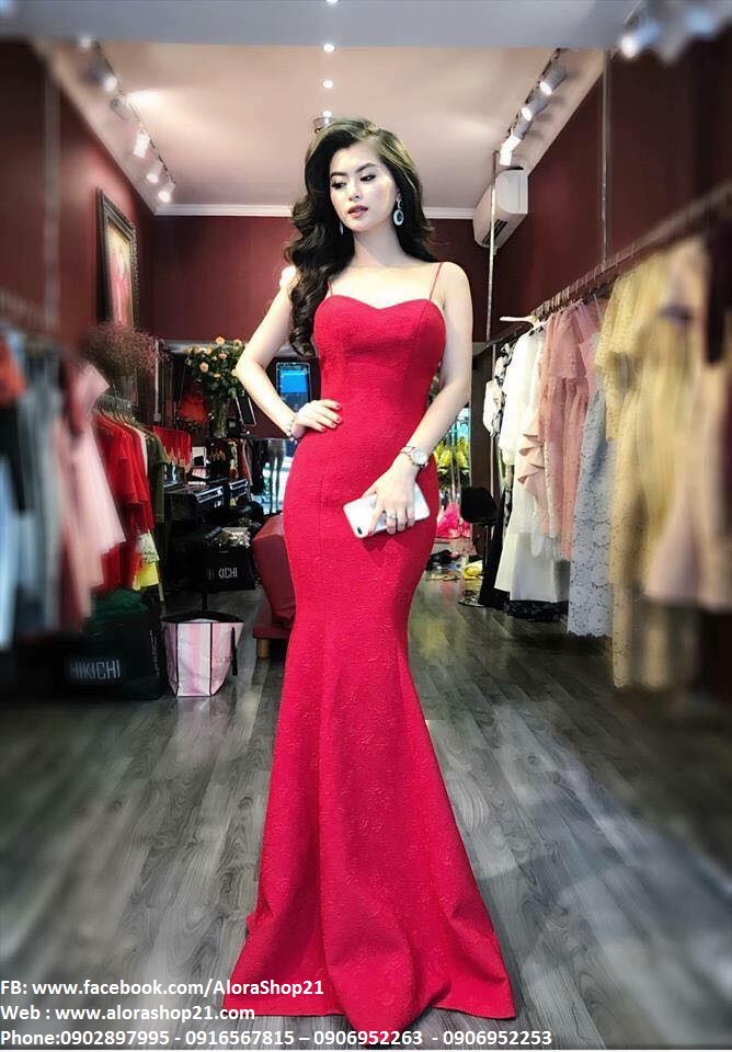 Váy dài đuôi cá hai dây cúp ngực sexy tôn dáng - D383