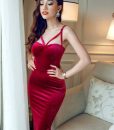 Đầm nhung quý phái thiết kế cúp ngực ôm body – DN410