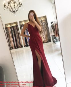 Đầm dạ hội hai dây cúp ngực xẻ đùi cao tôn dáng – D389